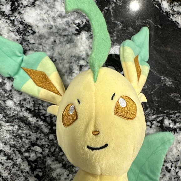 Pokemon Jazwares Leafeon Plush 12" Yellow Eevee Evolution Soft Stuffed Figure - Picture 2 of 16